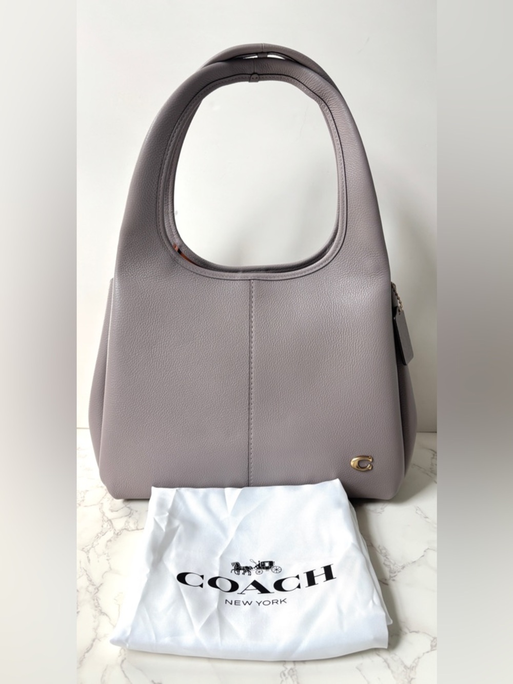 New Coach Lana Leather Shoulder Bag Ash Gray - Picture 4 of 16